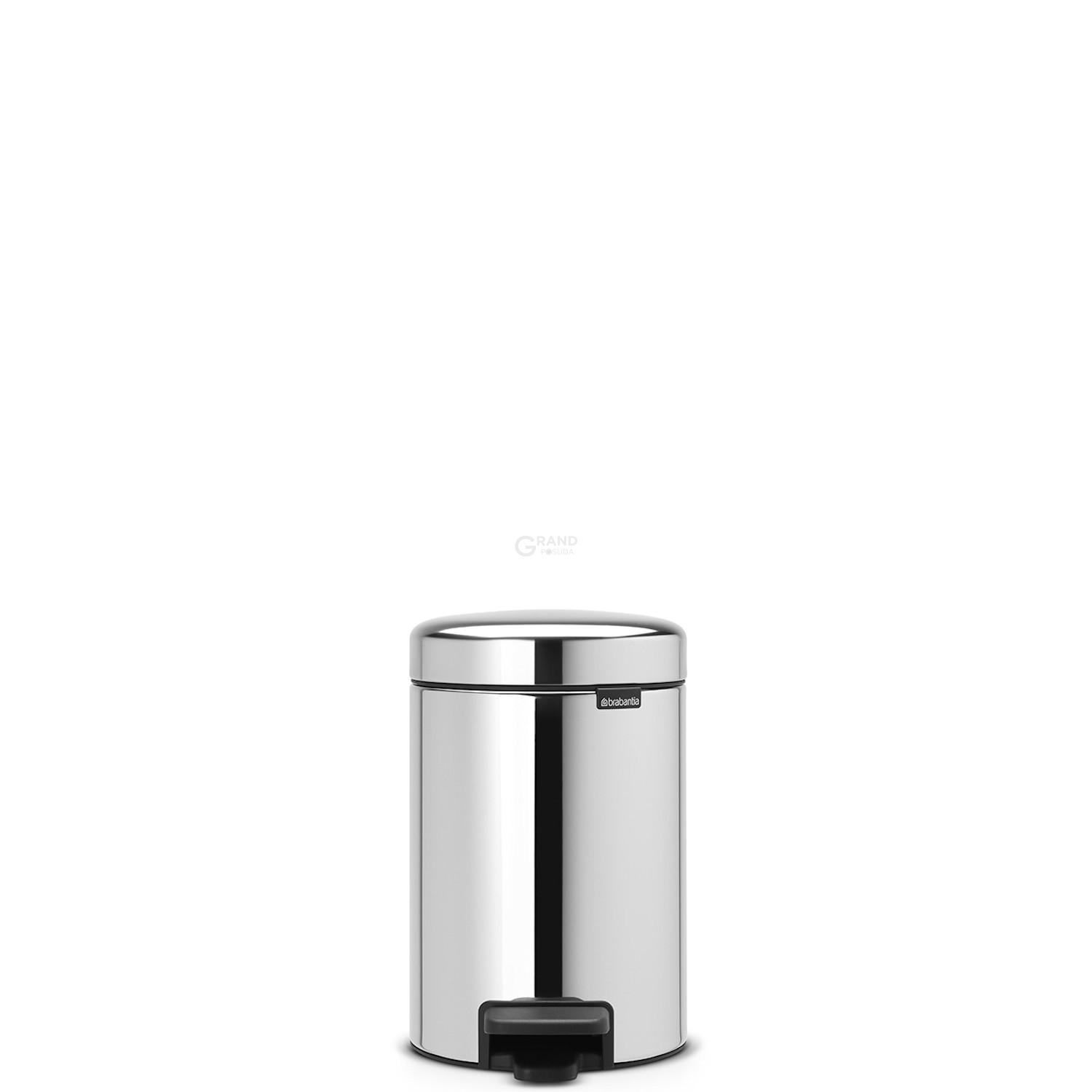 Brabantia Мусорный бак с педалью 3 л бесшумный стальной глянцевый NewIcon | https://grandposuda.com.ua