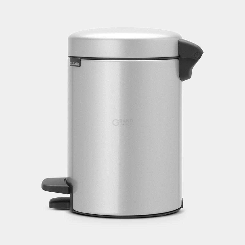 Brabantia Мусорный бак с педалью 3 л бесшумный серый металлик NewIcon | https://grandposuda.com.ua