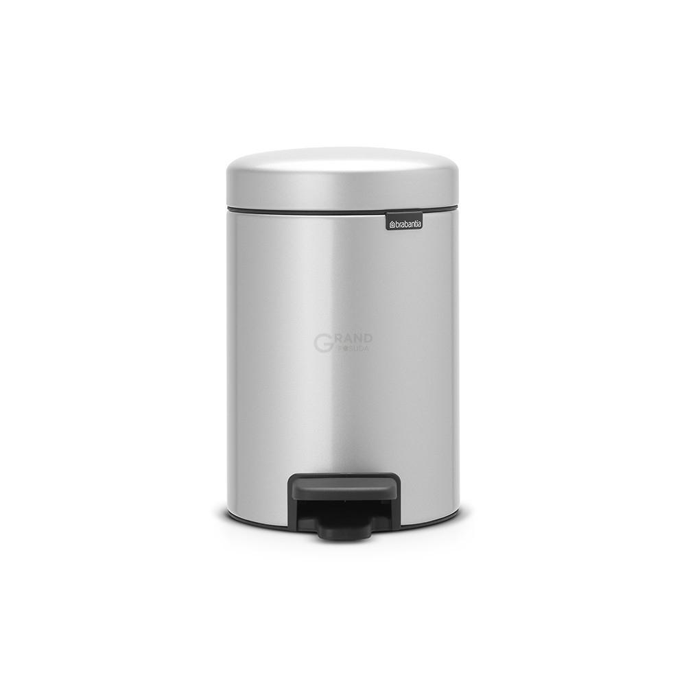 Brabantia Мусорный бак с педалью 3 л бесшумный серый металлик NewIcon | https://grandposuda.com.ua