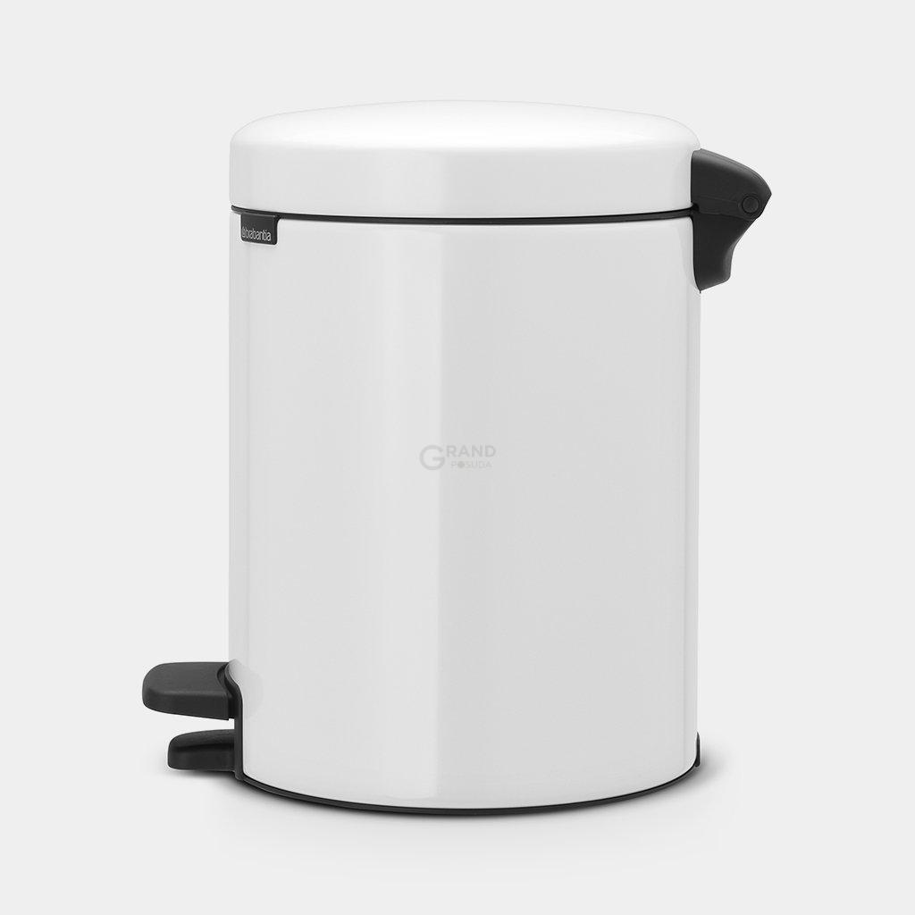 Brabantia Мусорный бак с педалью 5 л бесшумный металлическое внутреннее ведро белый NewIcon | https://grandposuda.com.ua