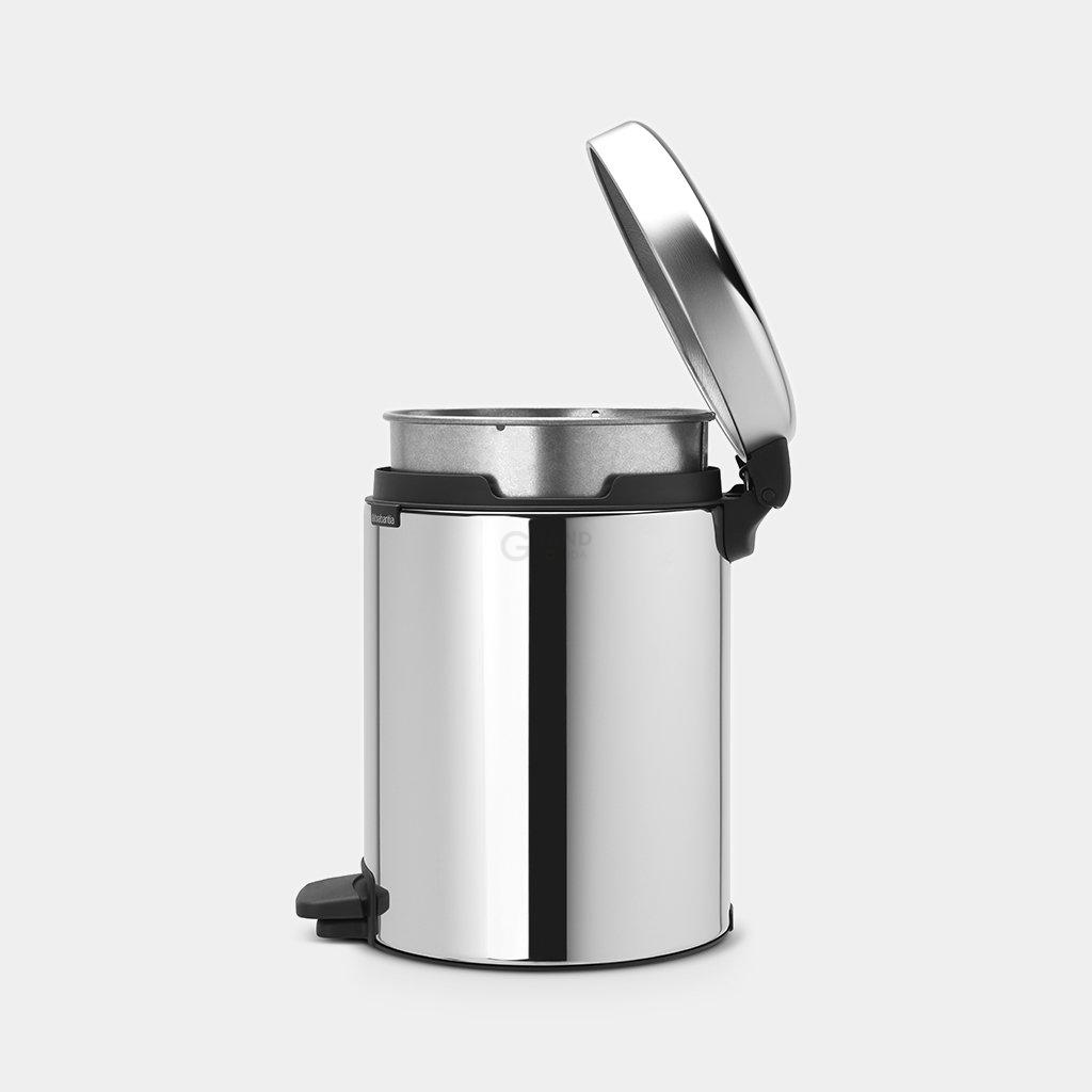 Brabantia Мусорный бак с педалью 5 л бесшумный металлическое внутреннее ведро глянцевая сталь NewIcon | https://grandposuda.com.ua