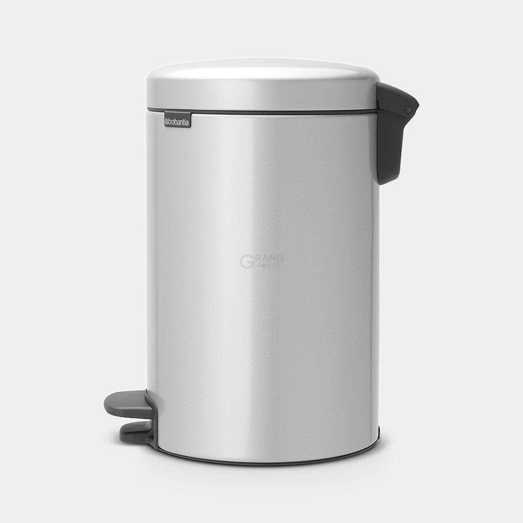 Brabantia Мусорный бак с педалью 12 л бесшумный серый металлик NewIcon | https://grandposuda.com.ua