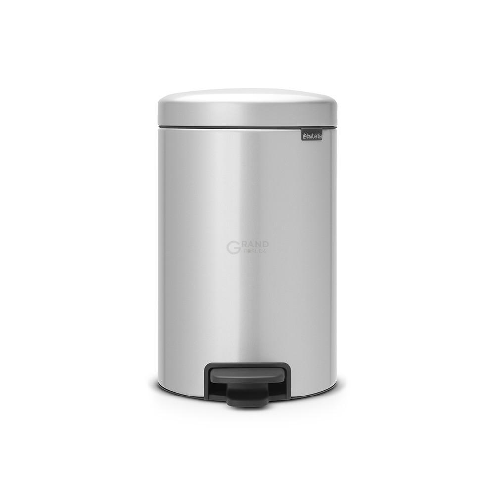 Brabantia Мусорный бак с педалью 12 л бесшумный серый металлик NewIcon | https://grandposuda.com.ua