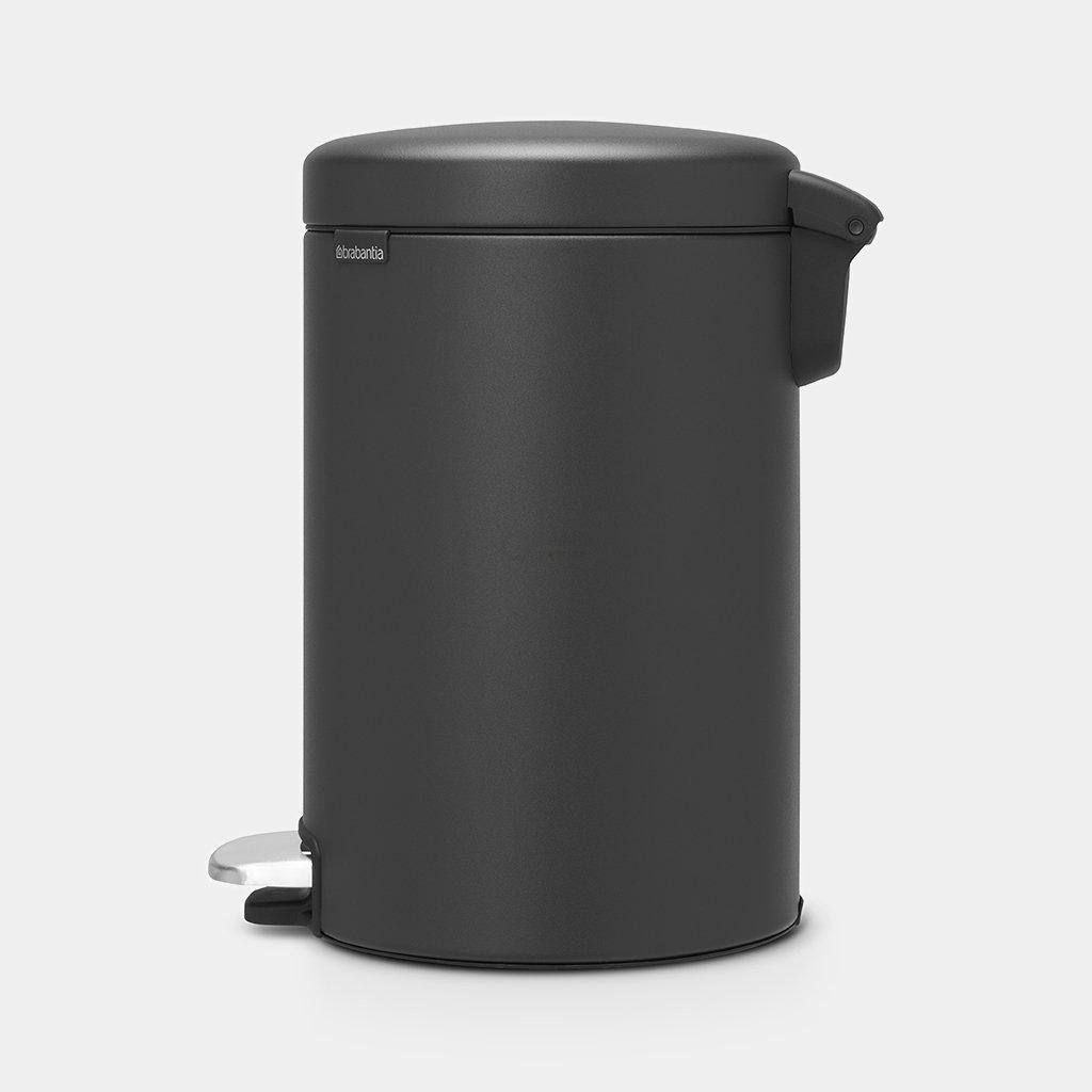 Brabantia Мусорный бак с педалью 12 л бесшумный минерально-графитовый NewIcon | https://grandposuda.com.ua