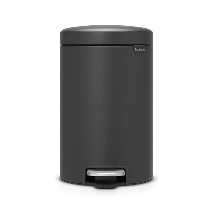 Brabantia Мусорный бак с педалью 12 л бесшумный минерально-графитовый NewIcon | https://grandposuda.com.ua