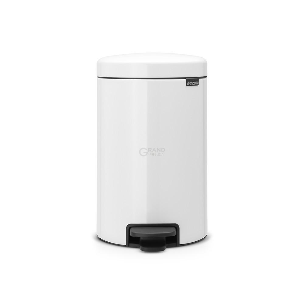 Brabantia Сміттєвий бак з педаллю 12 л безшумний металеве внутрішнє відро білий NewIcon | https://grandposuda.com.ua