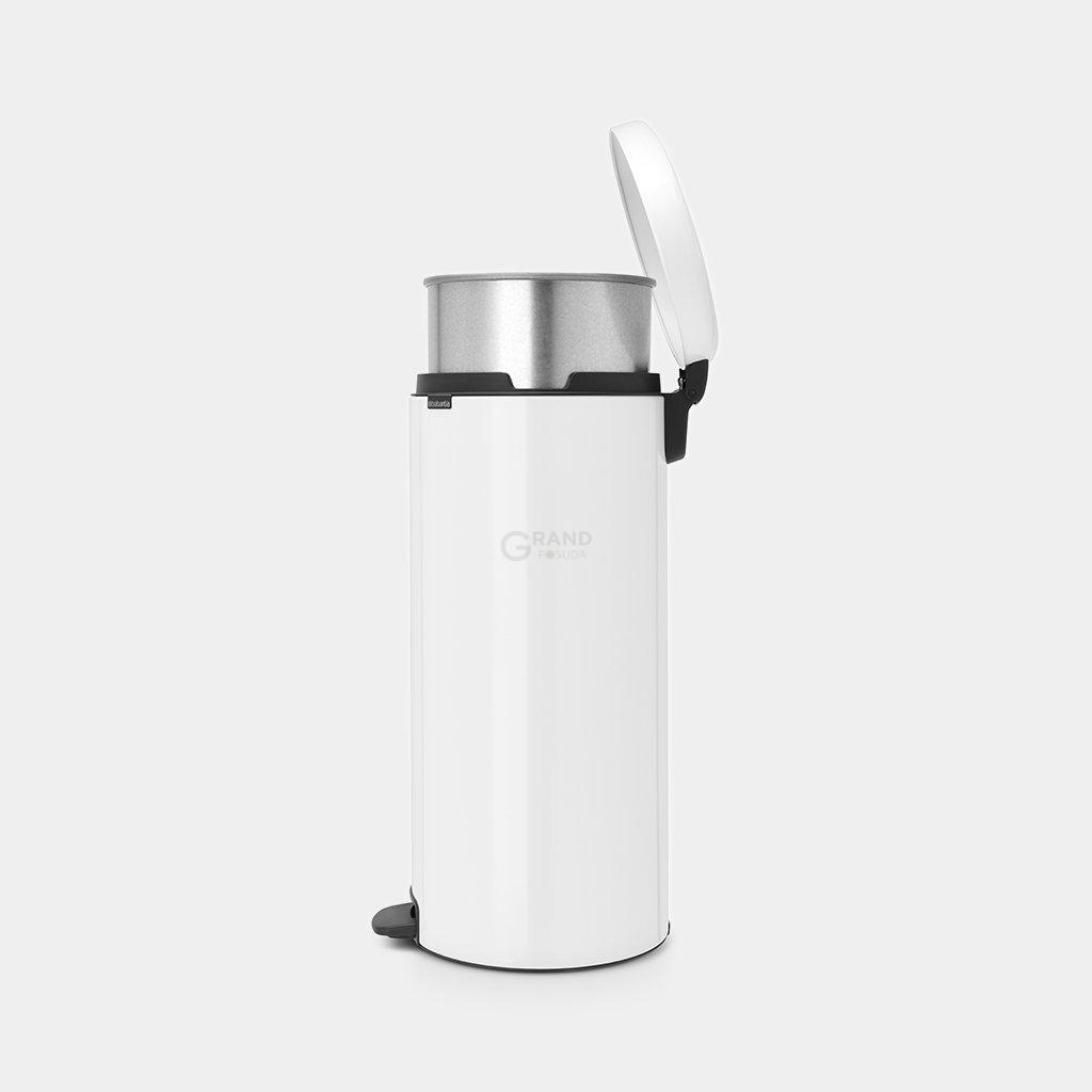 Brabantia Мусорный бак с педалью 30 л бесшумный с металлическим внутренним ведром белый NewIcon | https://grandposuda.com.ua