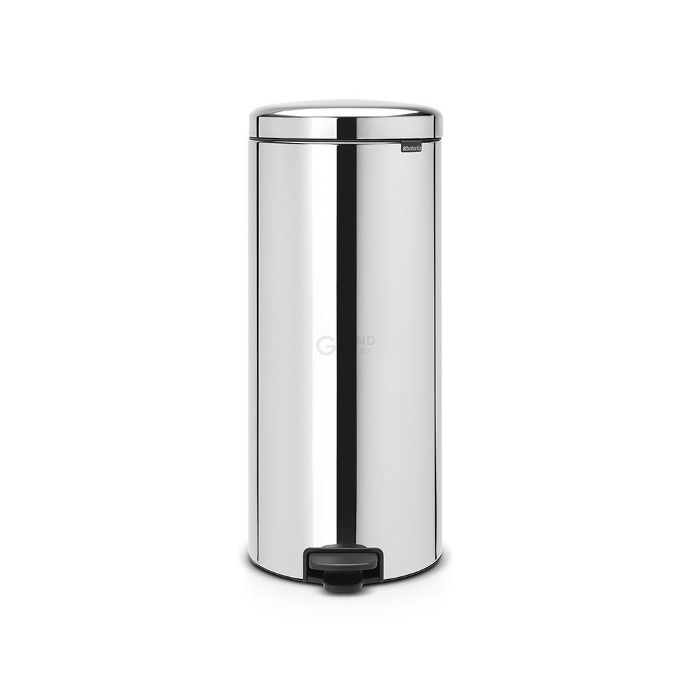 Brabantia Мусорный бак с педалью 30 л бесшумный с металлическим внутренним ведром стальной глянцевый NewIcon | https://grandposuda.com.ua