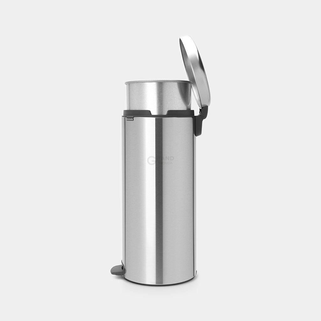 Brabantia Мусорный бак с педалью 30 л бесшумный с металлическим внутренним ведром матовая сталь NewIcon | https://grandposuda.com.ua