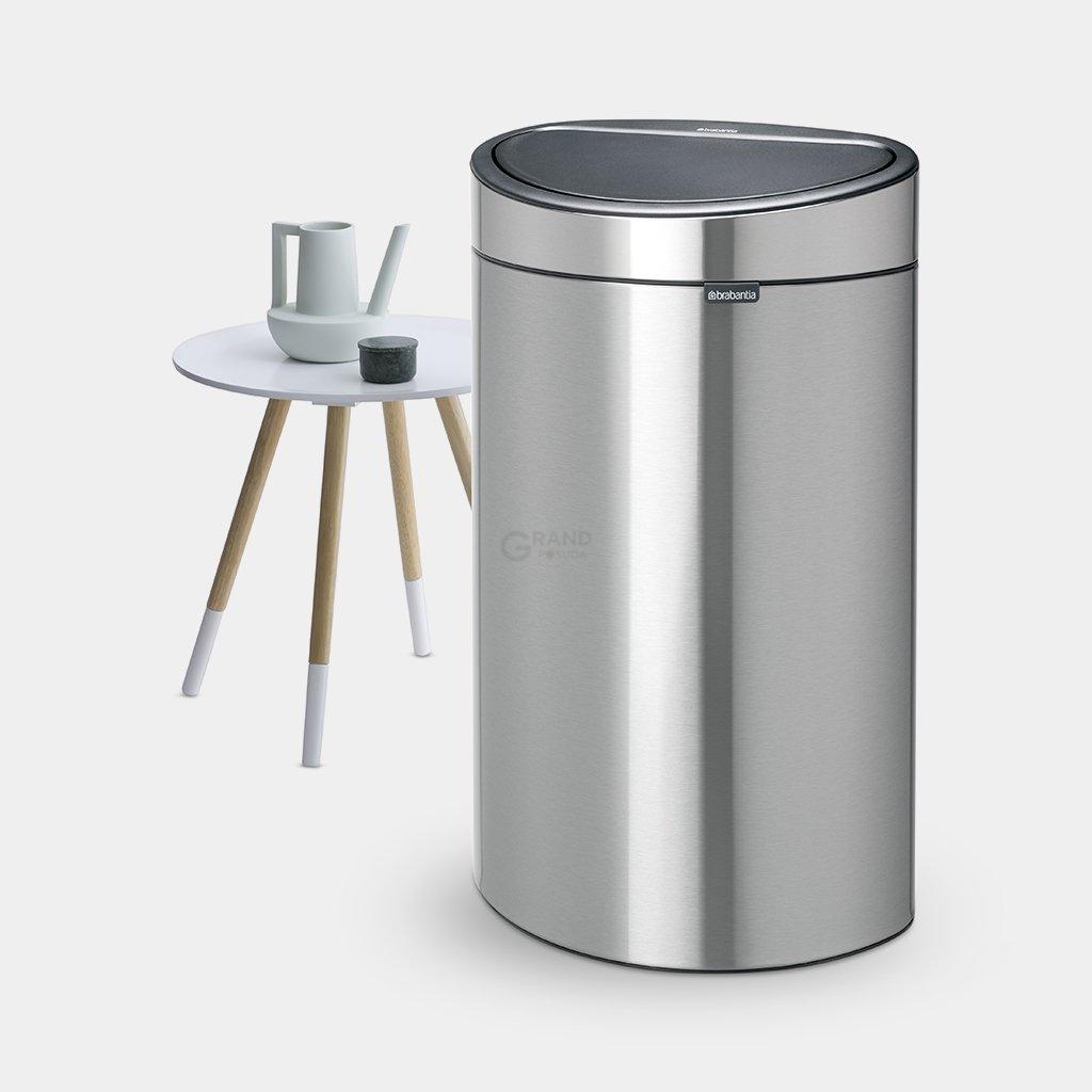Brabantia Сміттєвий бак 40 л матова сталь із захистом від відбитків пальців Touch Bin | https://grandposuda.com.ua