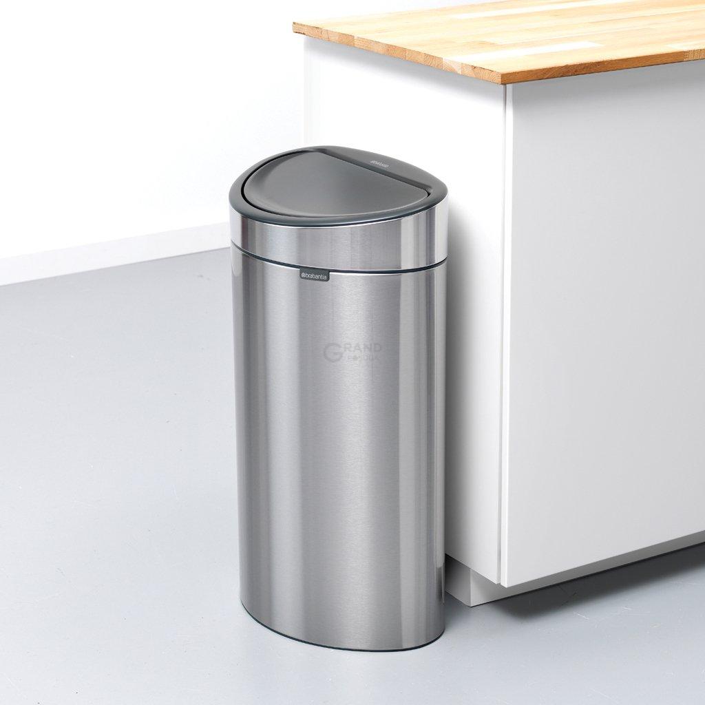 Brabantia Сміттєвий бак 40 л матова сталь Touch Bin | https://grandposuda.com.ua