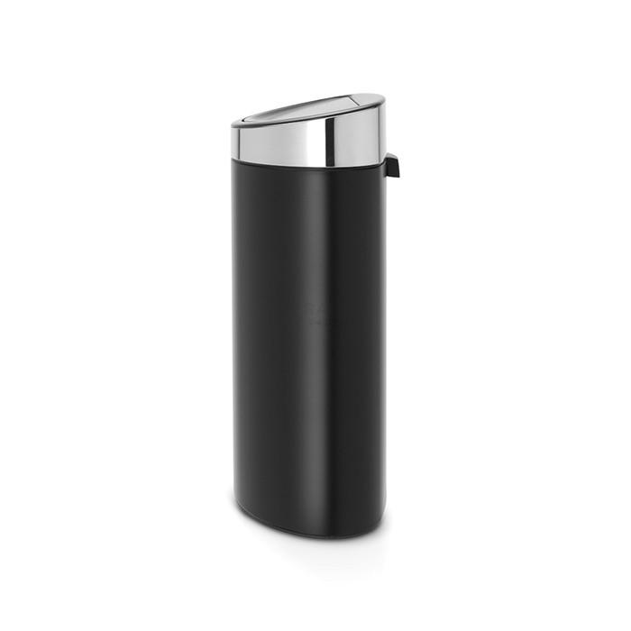 Brabantia Мусорный бак 40 л черный матовый, крышка глянцевая сталь Touch Bin | https://grandposuda.com.ua