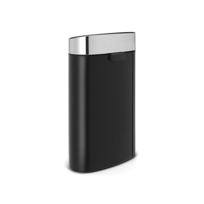 Brabantia Мусорный бак 40 л черный матовый, крышка глянцевая сталь Touch Bin | https://grandposuda.com.ua