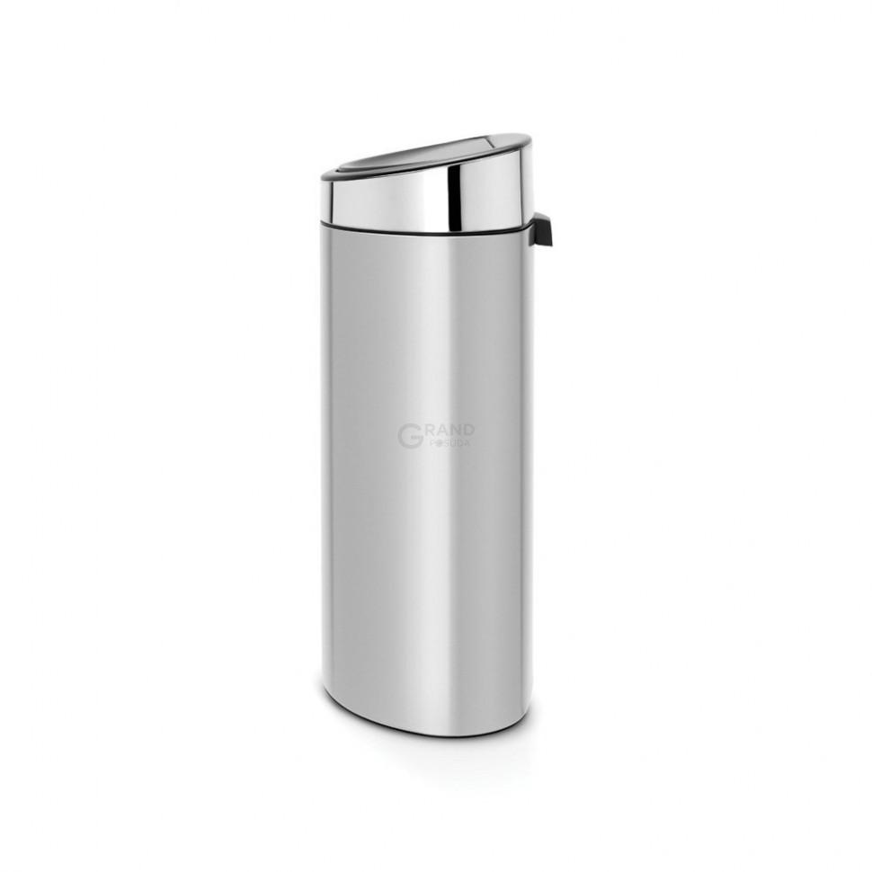 Brabantia Мусорный бак 40 л серый металлик, крышка глянцевая сталь Touch Bin | https://grandposuda.com.ua