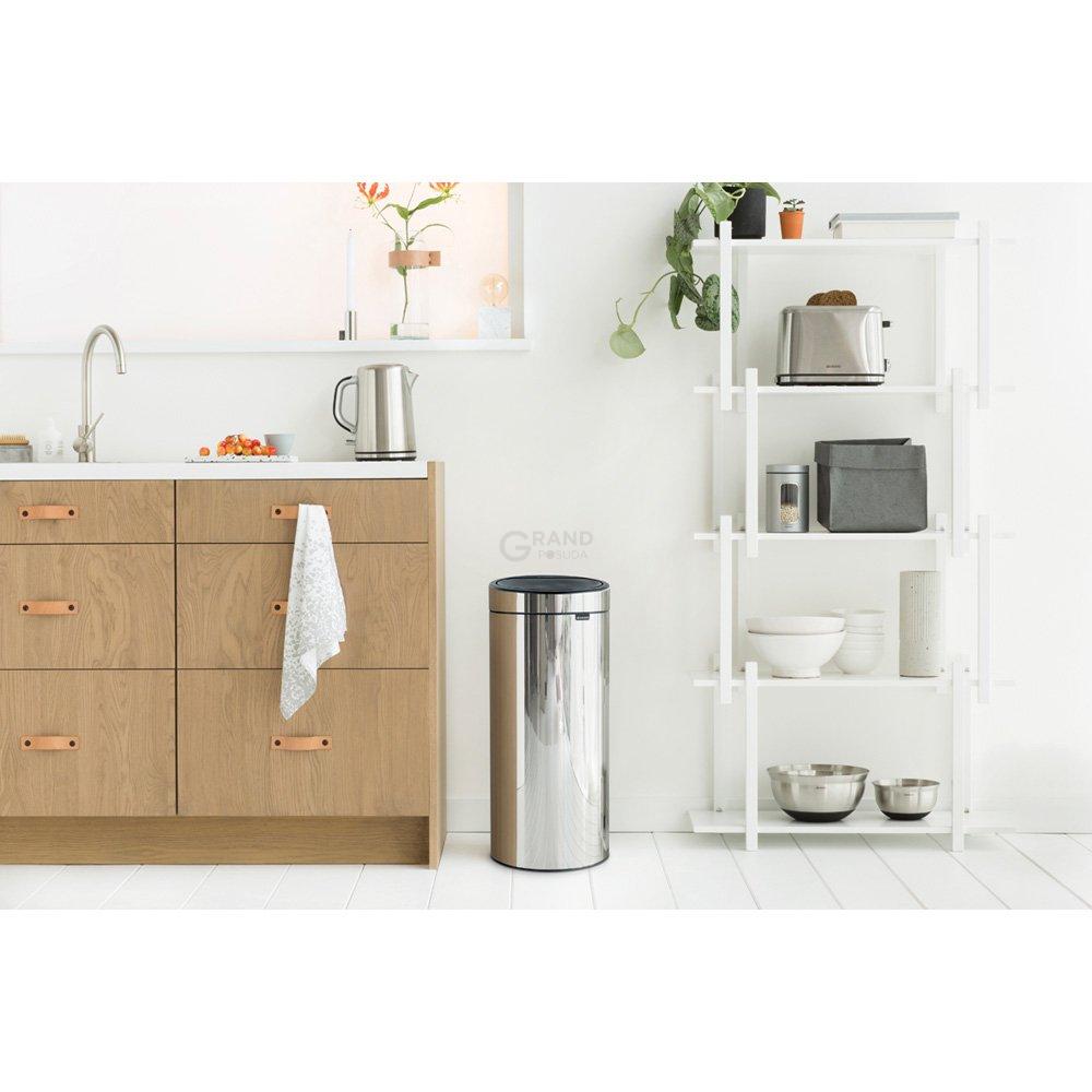 Brabantia Сміттєвий бак 30 л глянцева сталь Touch Bin | https://grandposuda.com.ua