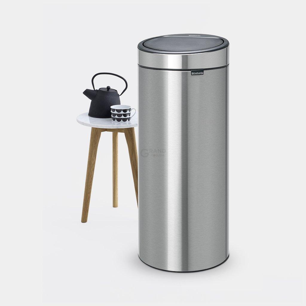 Brabantia Мусорный бак 30 л матовая сталь с защитой от отпечатков пальцев Touch Bin | https://grandposuda.com.ua