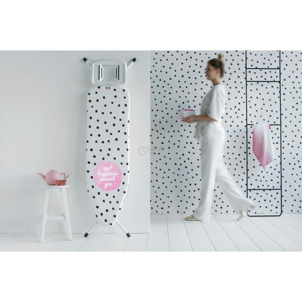 Brabantia Дошка зі стаціонарної підставкою для парової праски 124 x 38 см (B) DOTS | https://grandposuda.com.ua