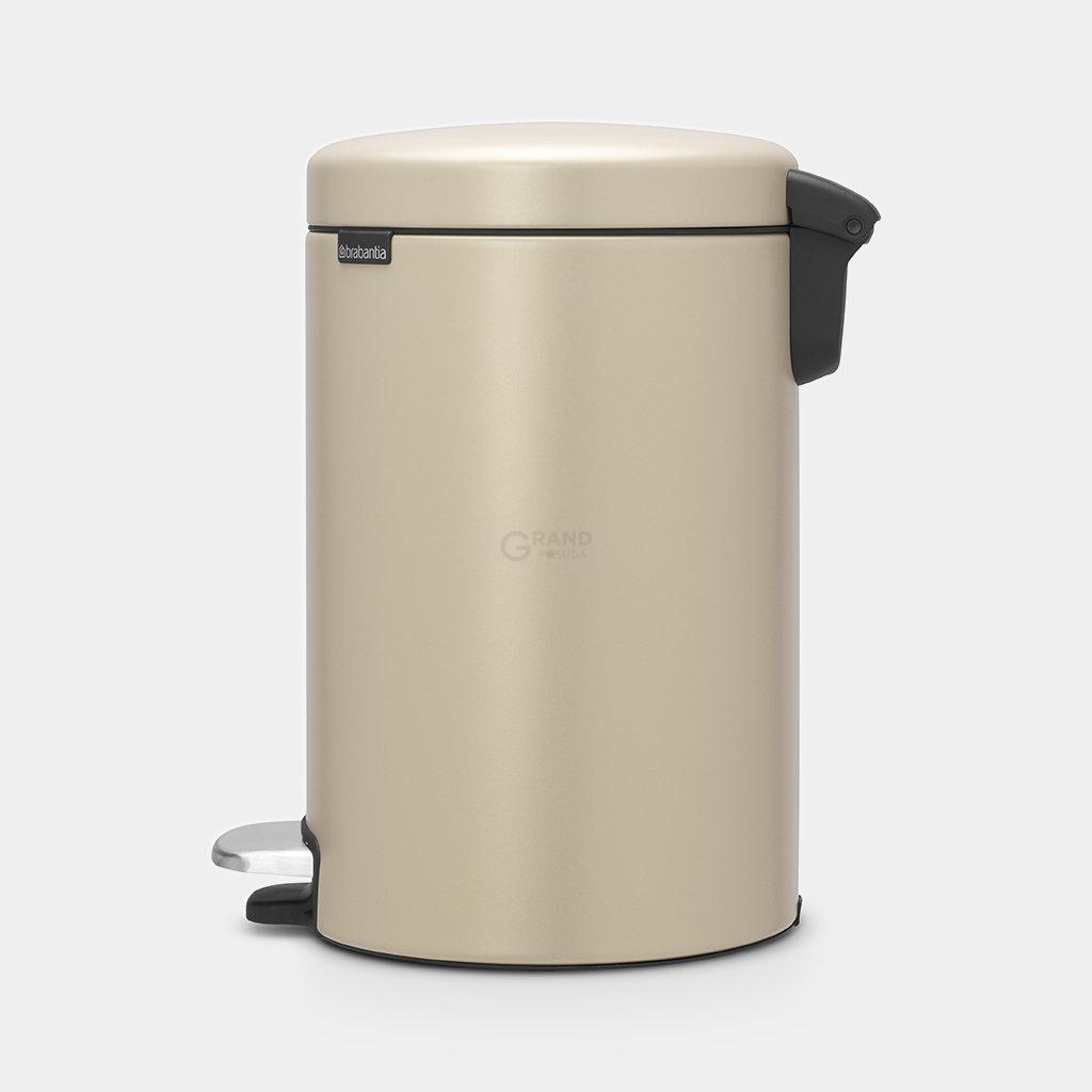 Brabantia Мусорный бак с педалью 12 л бесшумный минерально-золотой NewIcon | https://grandposuda.com.ua