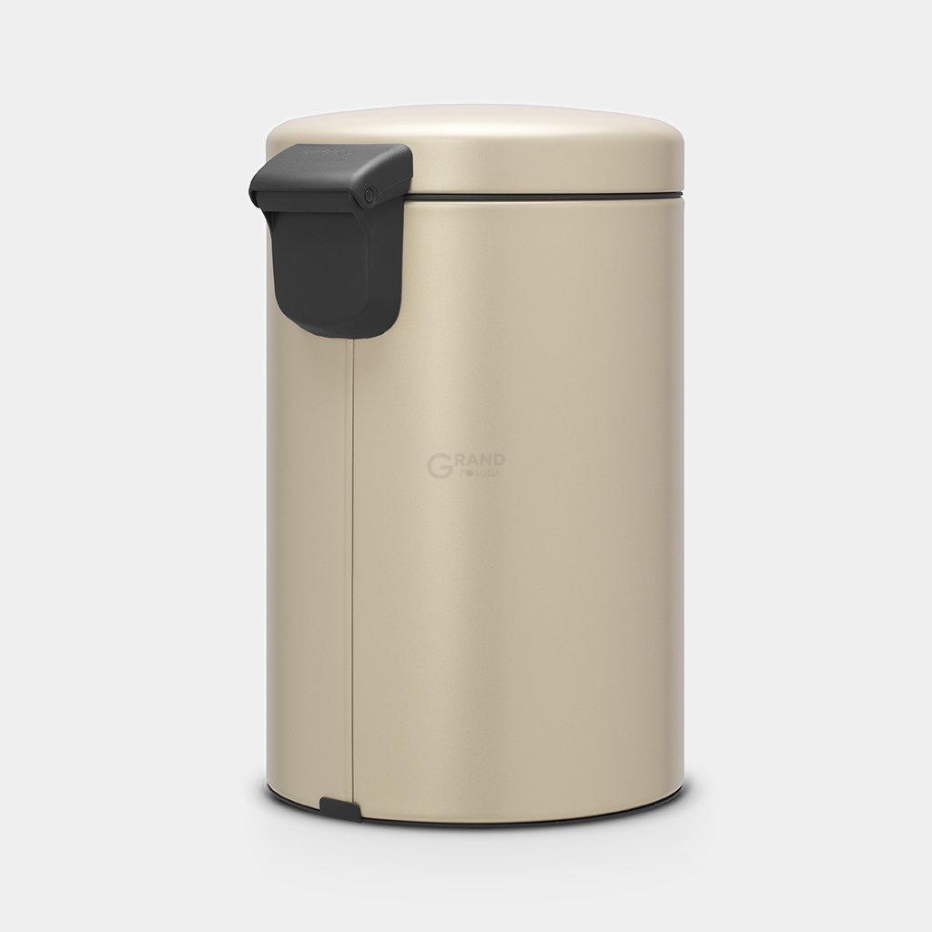 Brabantia Мусорный бак с педалью 12 л бесшумный минерально-золотой NewIcon | https://grandposuda.com.ua