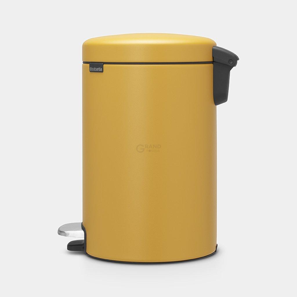 Brabantia Мусорный бак с педалью 12 л бесшумный минерально-горчичный NewIcon | https://grandposuda.com.ua