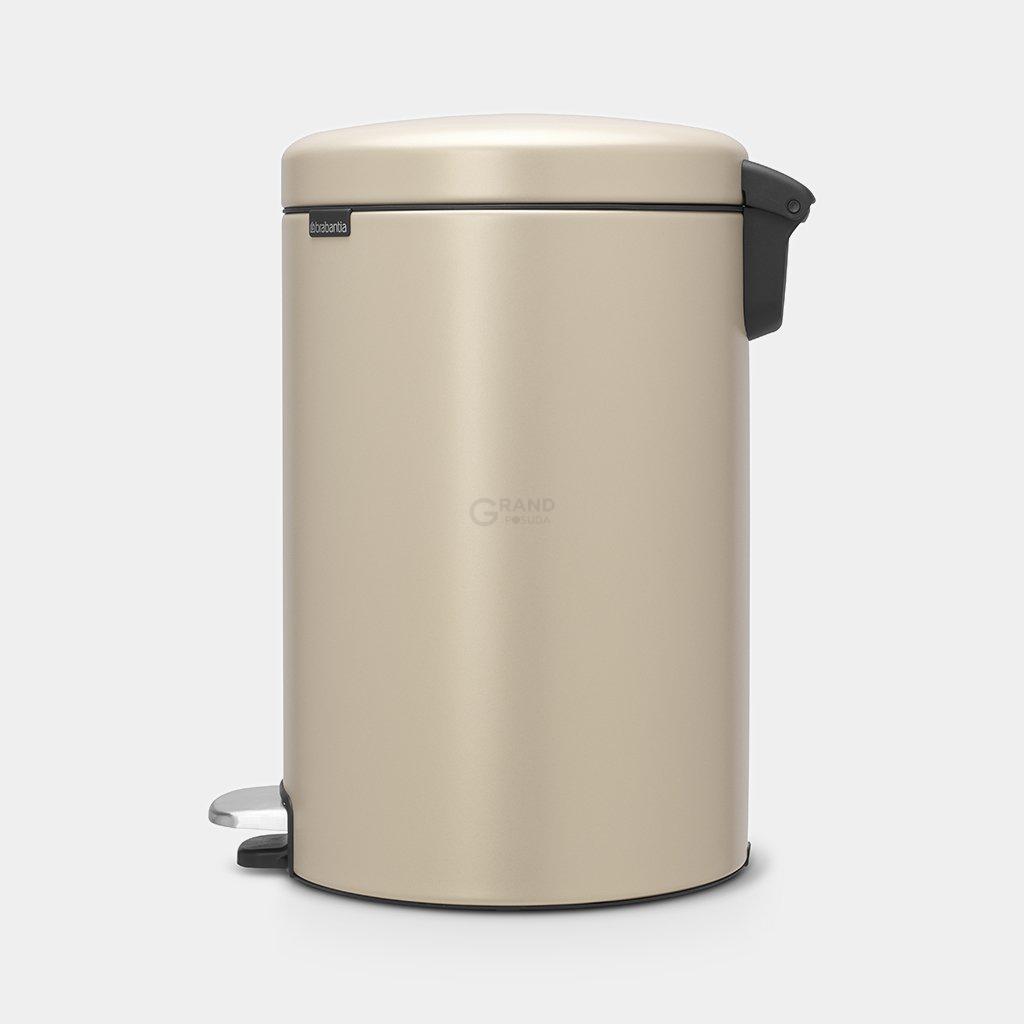 Brabantia Мусорный бак с педалью 20 л бесшумный минерально-золотой NewIcon | https://grandposuda.com.ua