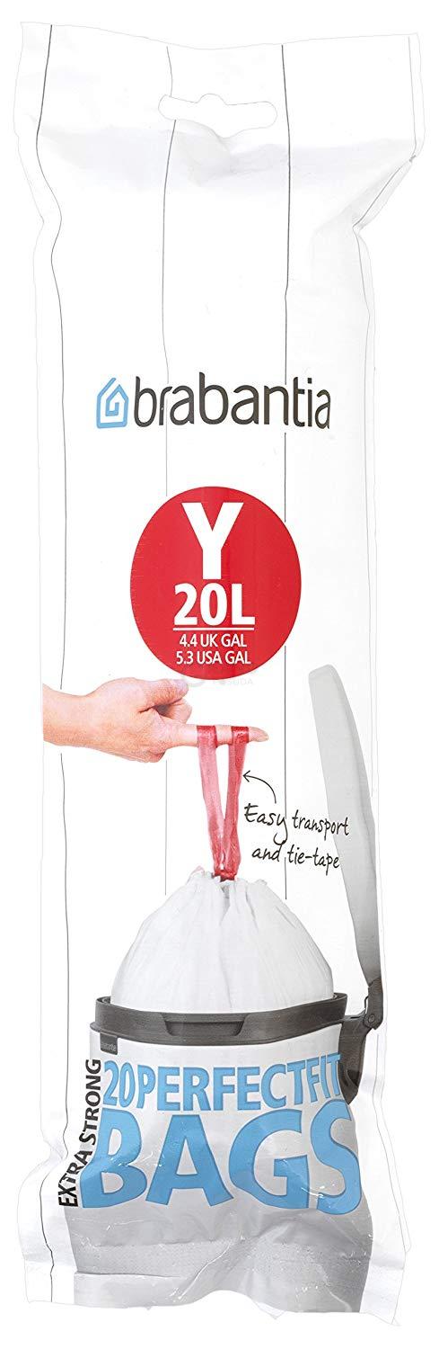 Brabantia Пакети для сміття, 20 л, розмір Y 20 шт білих | https://grandposuda.com.ua