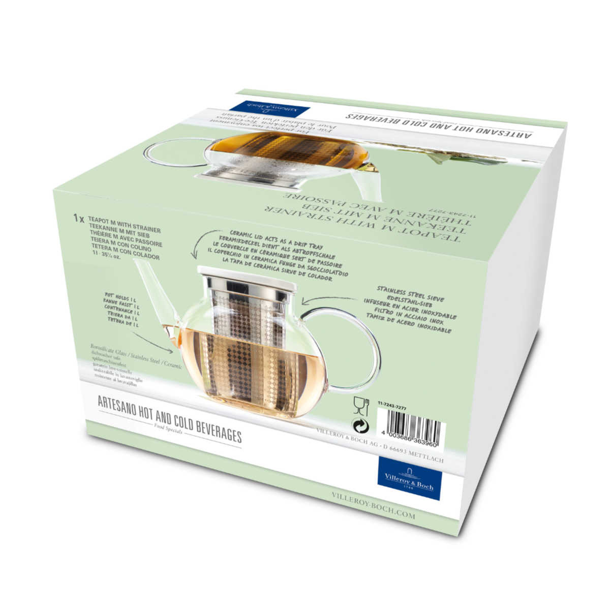 Villeroy & Boch Заварочный чайник с фильтром 143 мм 1 л Artesano Hot Beverages | https://grandposuda.com.ua