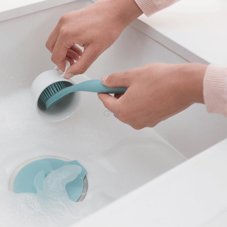 Brabantia Щетка для посуды с подставкой-присоской 6х23,5х11 см мятная Sink side | https://grandposuda.com.ua