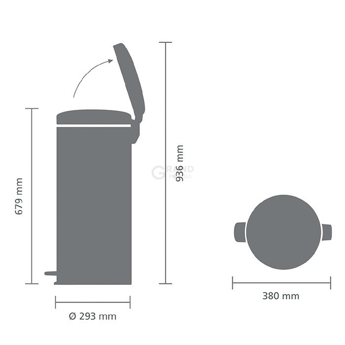 Brabantia Мусорный бак с педалью 30 л минерально-серый NewIcon | https://grandposuda.com.ua