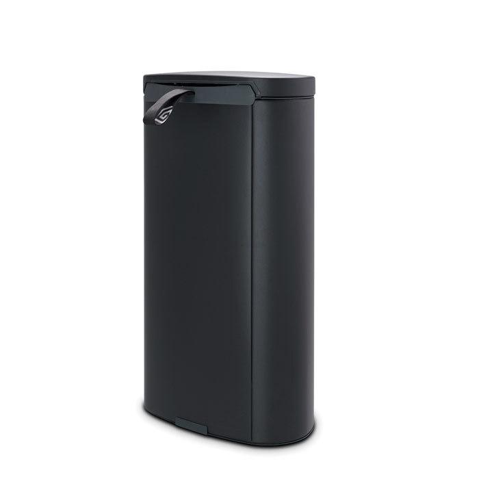 Brabantia Мусорный бак с педалью 30 л, бесшумный минерально-графитовый Flatback+ | https://grandposuda.com.ua