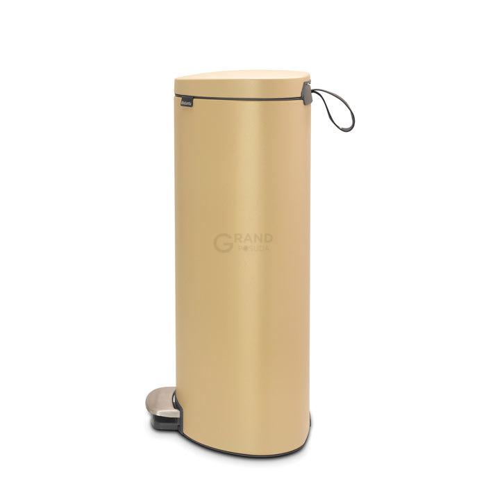 Brabantia Мусорный бак с педалью 30 л, бесшумный минерально-золотой Flatback+ | https://grandposuda.com.ua