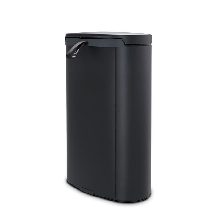 Brabantia Мусорный бак с педалью 40 л, бесшумный минерально-графитовый Flatback+ | https://grandposuda.com.ua