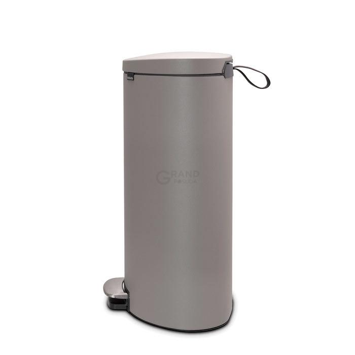 Brabantia Сміттєвий бак з педаллю 40 л, безшумний мінерально-сірий Flatback + | https://grandposuda.com.ua