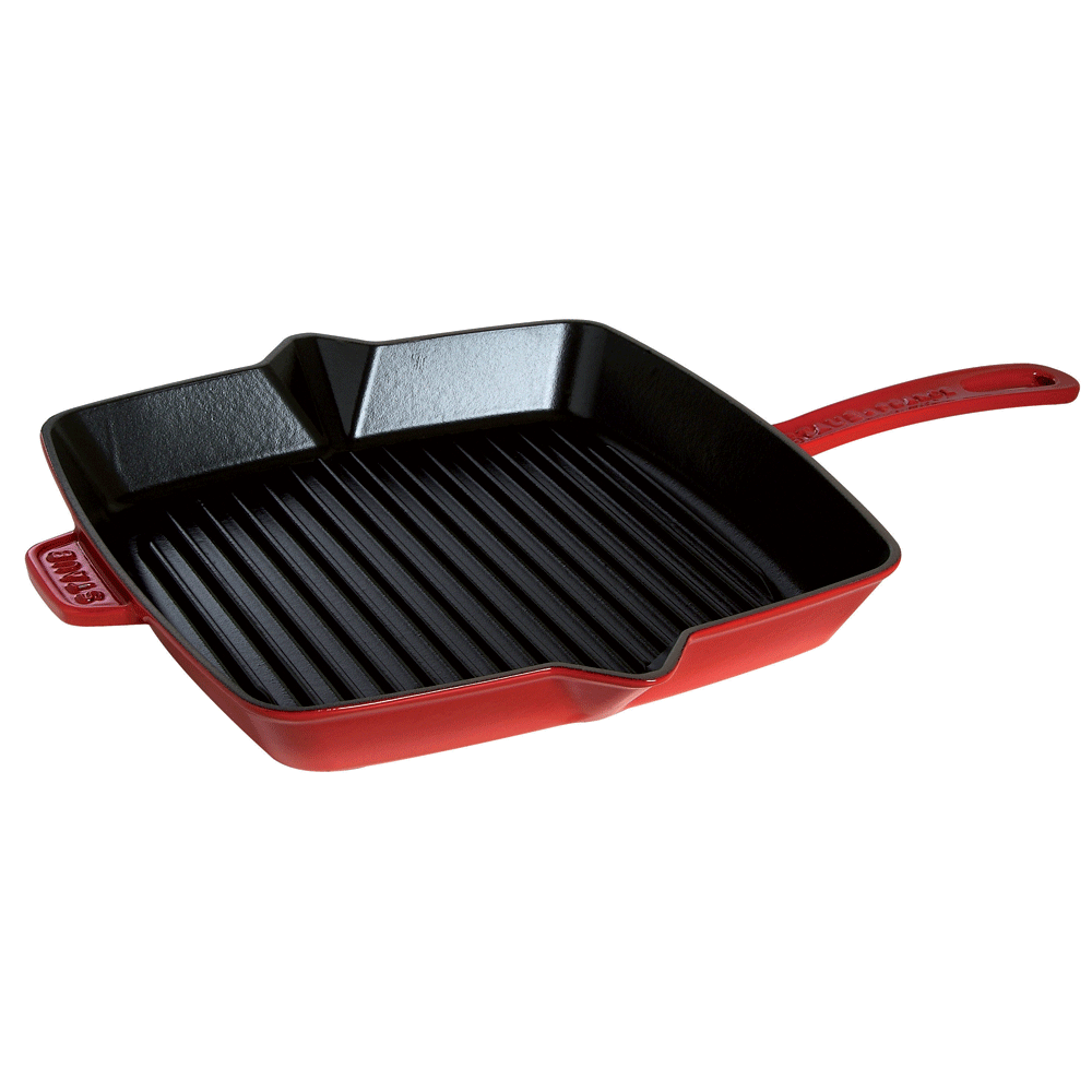 Staub Сковорода гриль квадратна 31 см Cherry | https://grandposuda.com.ua