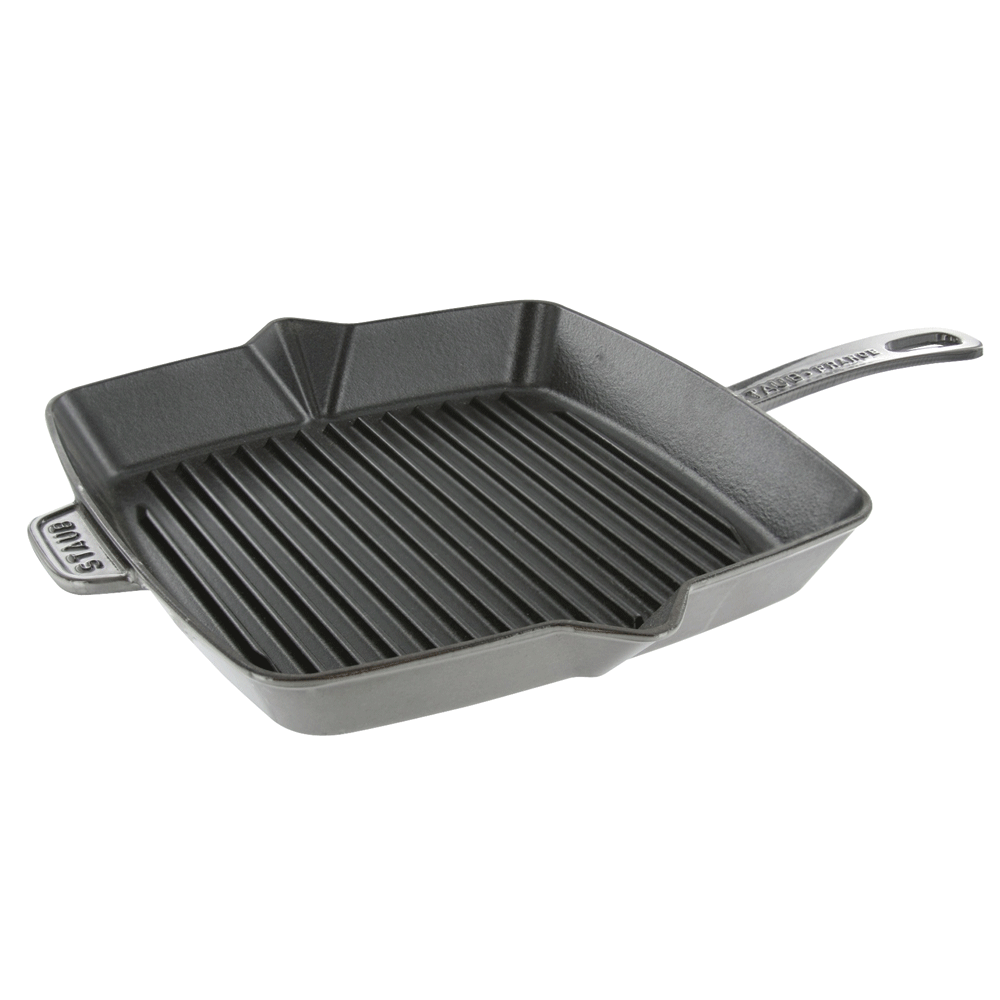 Staub Сковорода гриль квадратна 26 см Graphite Grey | https://grandposuda.com.ua