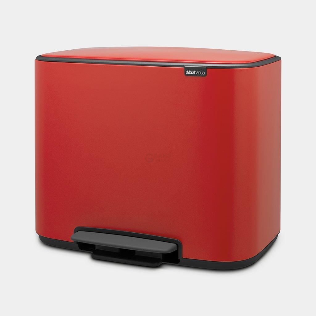Brabantia Мусорный бак с педалью 3х11 л красный трехсекционный Pedal Bin Bo | https://grandposuda.com.ua