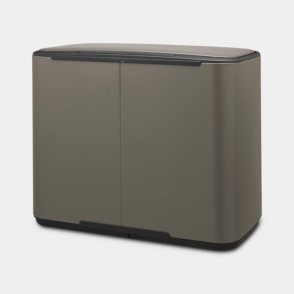 Brabantia Сміттєвий бак з педаллю 3х11 л платиновий трисекційний Pedal Bin Bo | https://grandposuda.com.ua