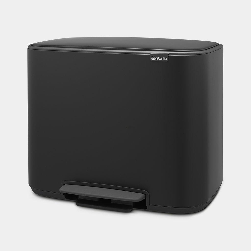 Brabantia Мусорный бак с педалью 3х11 л черный матовый трехсекционный Pedal Bin Bo | https://grandposuda.com.ua