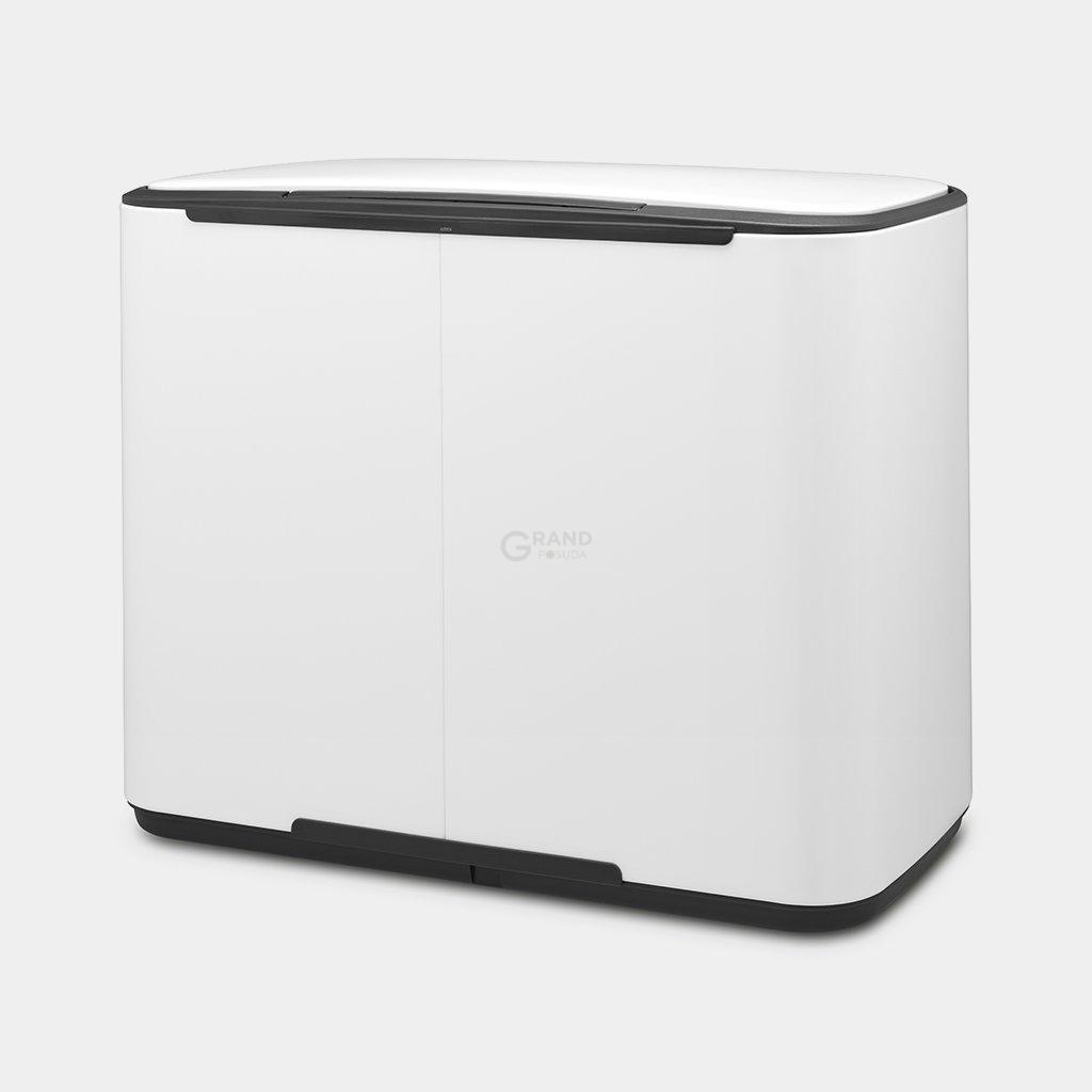 Brabantia Мусорный бак с педалью 11+23 л белый двухсекционный Pedal Bin Bo | https://grandposuda.com.ua