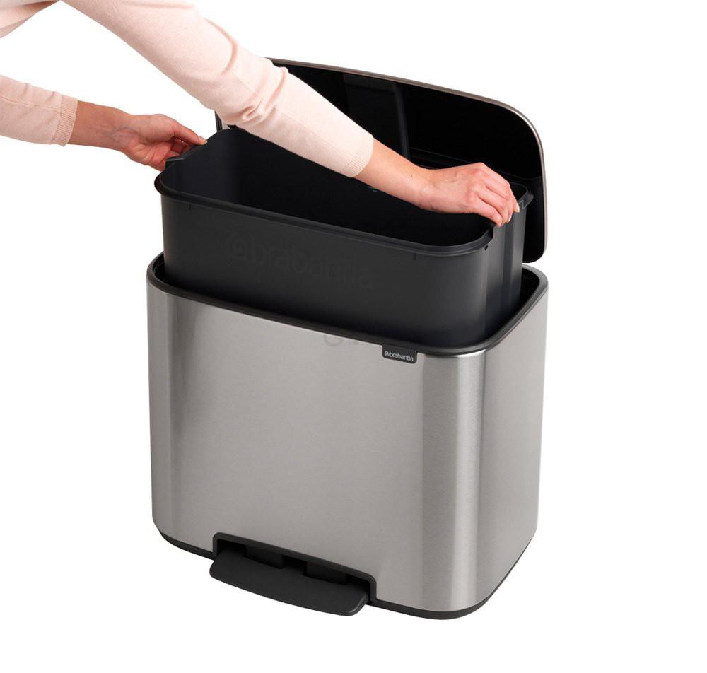 Brabantia Мусорный бак с педалью, 36 л стальной матовый Pedal Bin Bo | https://grandposuda.com.ua
