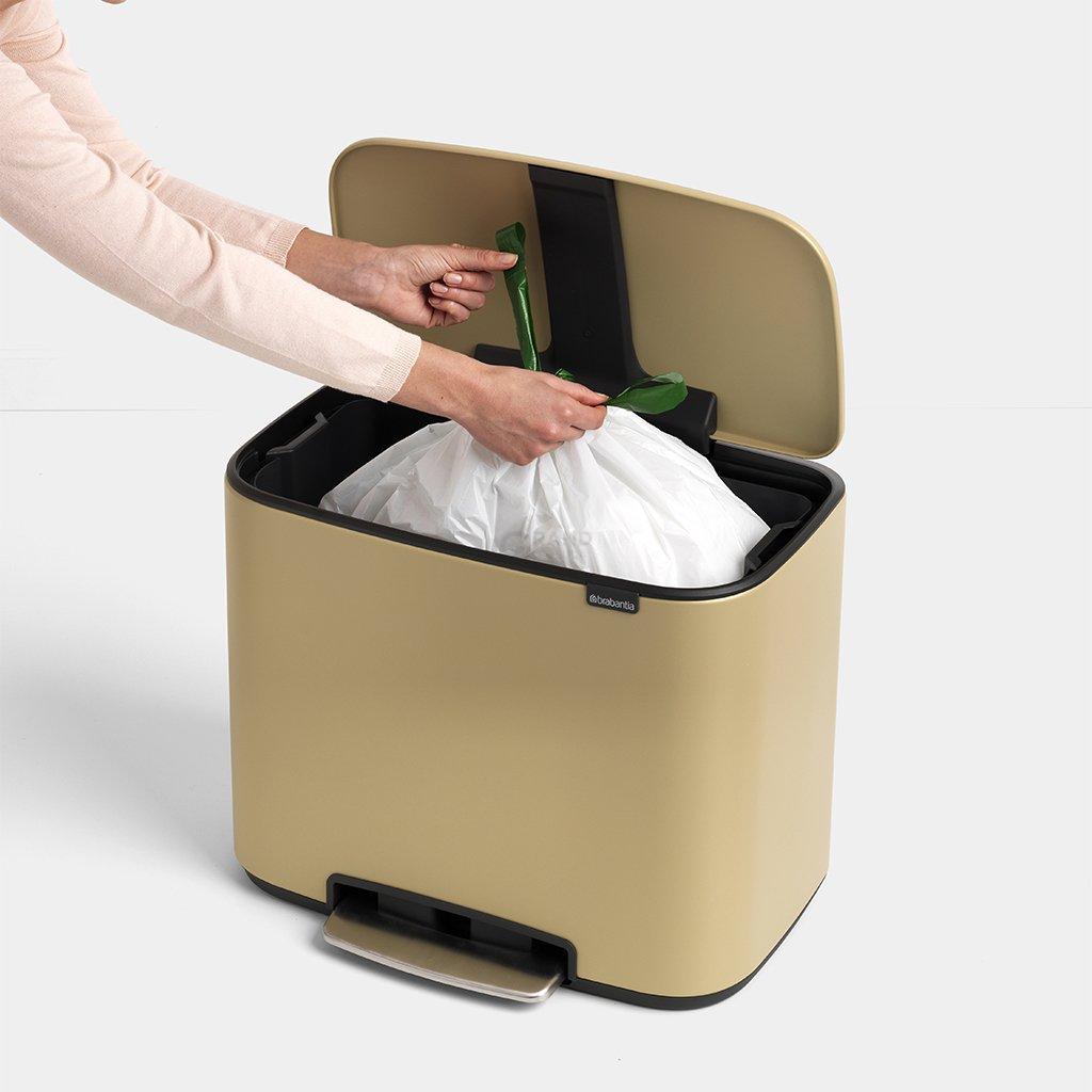 Brabantia Мусорный бак с педалью, 36 л золотой Pedal Bin Bo | https://grandposuda.com.ua
