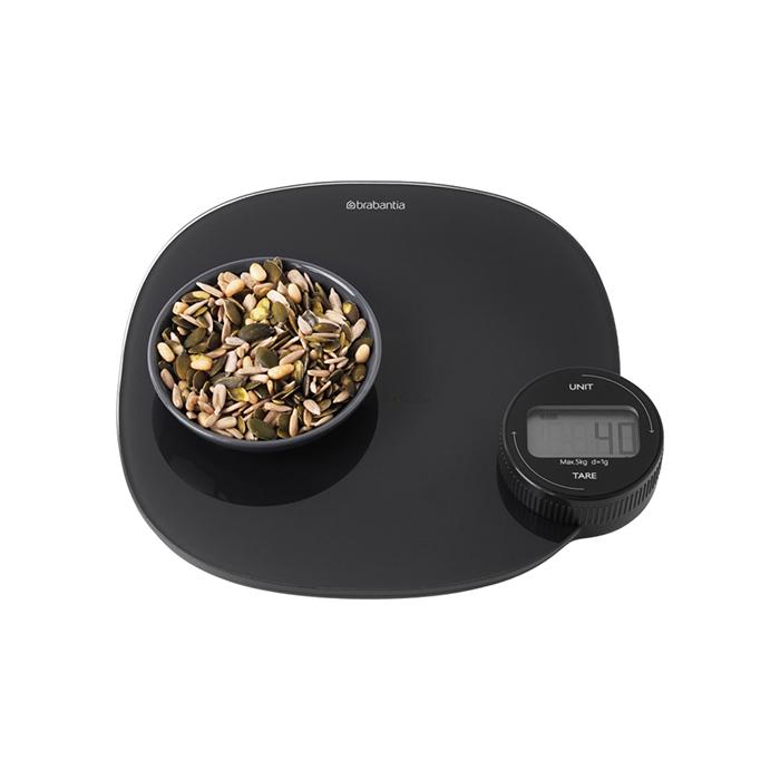 Brabantia Весы кухонные цифровые без батареек 4,5х20х20 см темно-серые Tasty Colours Plus | https://grandposuda.com.ua