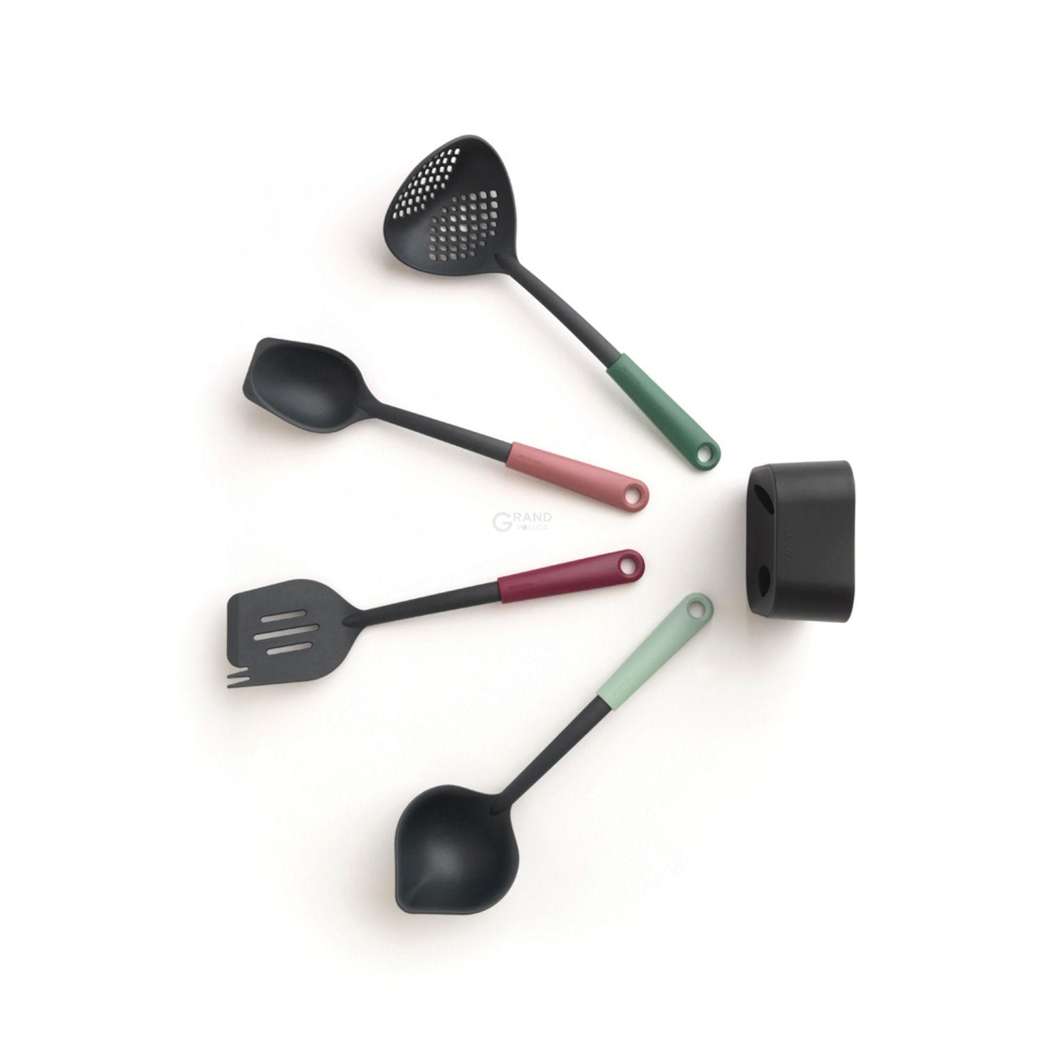 Brabantia Набор кухонных аксессуаров с подставкой 5 предметов Tasty Colours Plus | https://grandposuda.com.ua