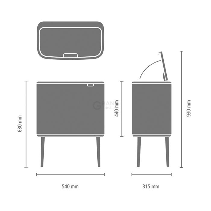 Brabantia Сміттєвий бак 11 + 23 л Patrice Bo Touch Bin | https://grandposuda.com.ua