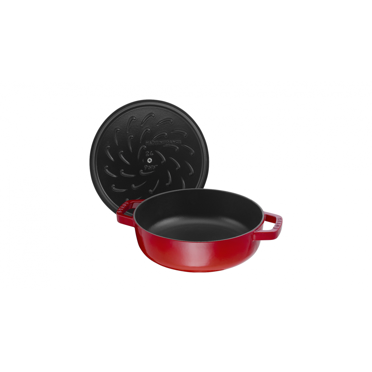 Staub Сотейник Чистер з чавунною кришкою 24 см, вишневий | https://grandposuda.com.ua