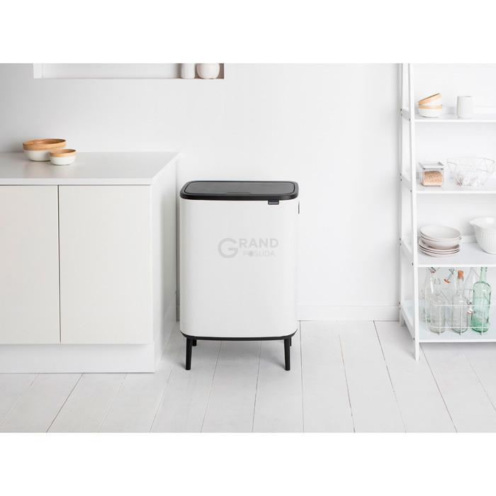Brabantia Сміттєвий бак з ніжками 2х30 л білий Bo Touch Bin | https://grandposuda.com.ua