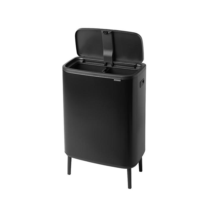 Brabantia Сміттєвий бак з ніжками 2х30 л чорний матовий Bo Touch Bin | https://grandposuda.com.ua