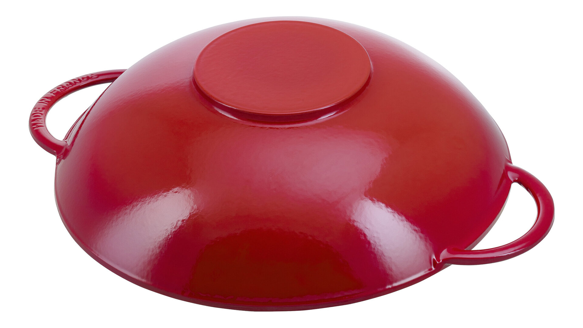 Staub Вок со стеклянной крышкой 37 см, вишневый | https://grandposuda.com.ua