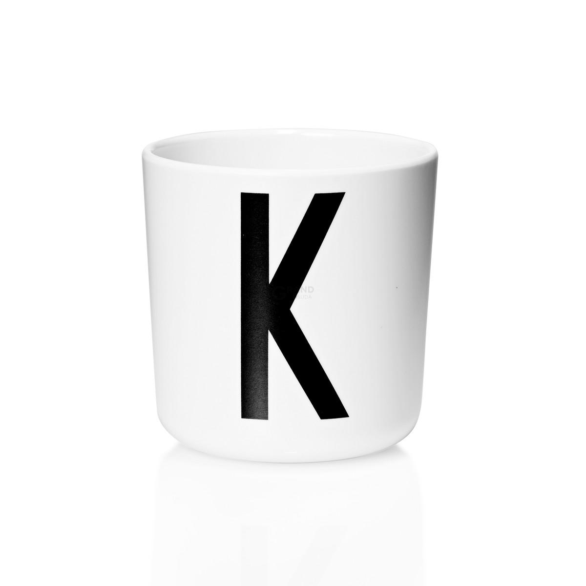Design Letters Чашка K 7,5x7 см чорно-біла Melamin Becher | https://grandposuda.com.ua