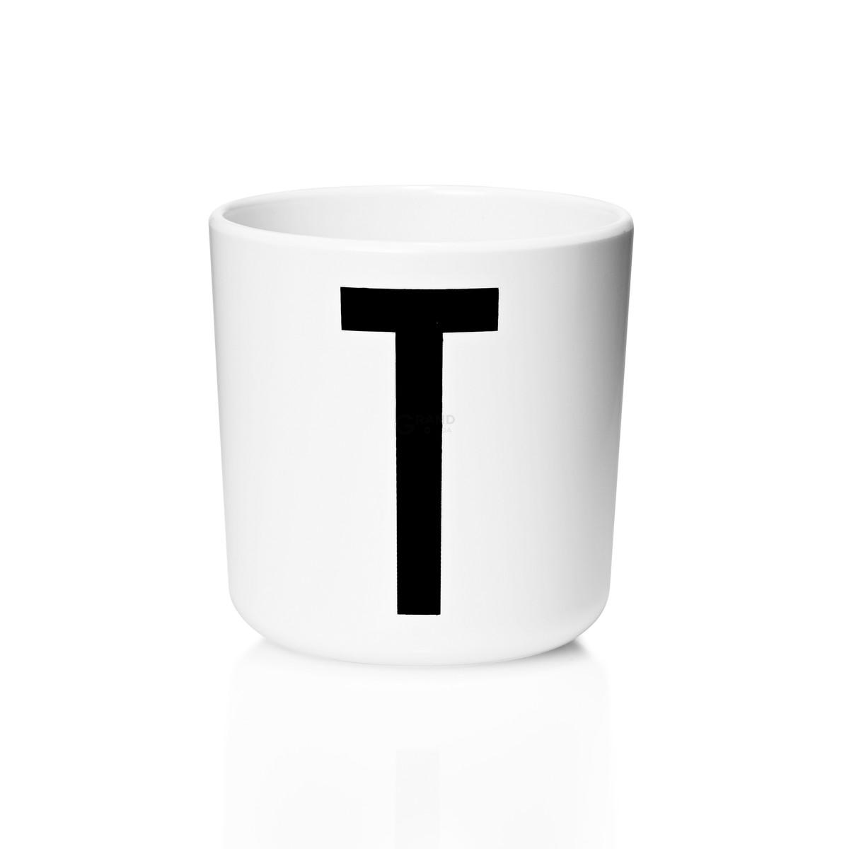 Design Letters Чашка T 7,5x7 см чорно-біла Melamin Becher | https://grandposuda.com.ua